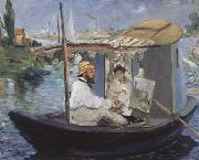 Edouard Manet Monet Painting in his Studio Boat (nn02) oil on canvas